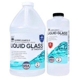 A bottle of liquid glass and a bottle of water for home use.