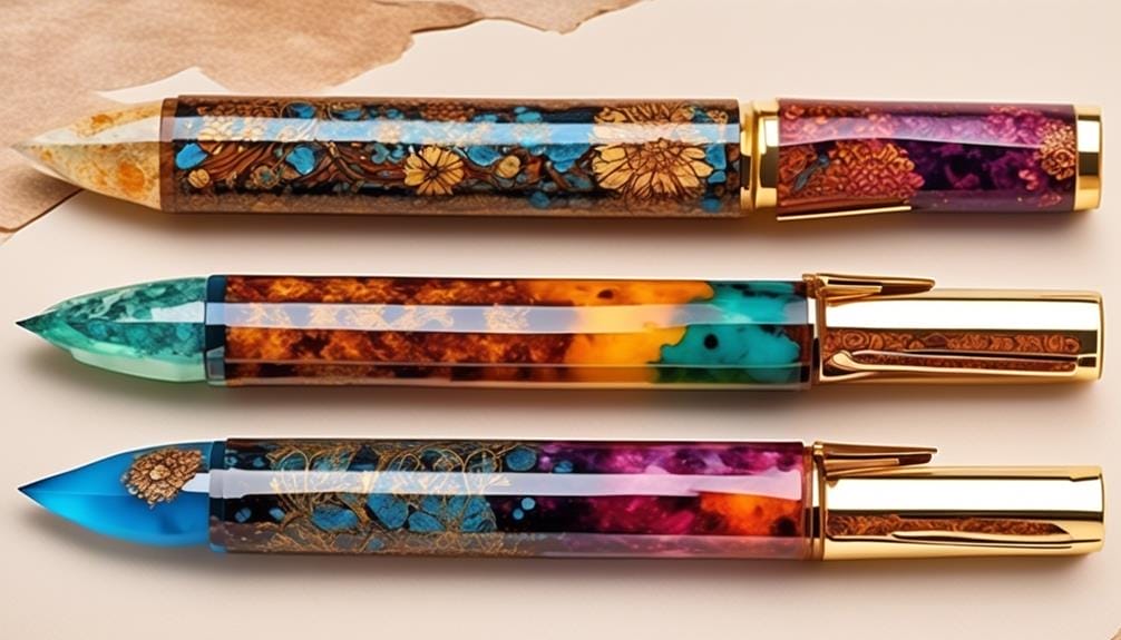 shimmering pen blanks made with epoxy resin